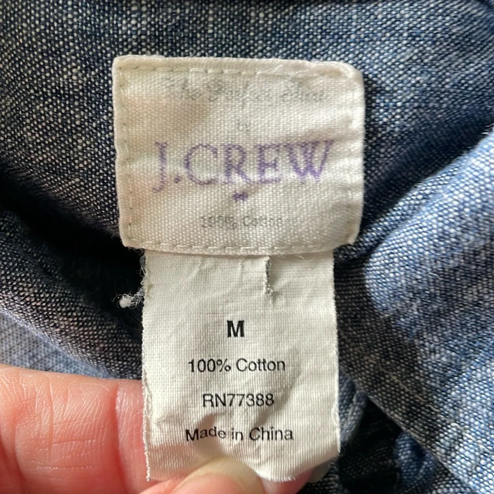 J Crew Factory Button Down Shirt Prep School Roll Tab Sleeves Cotton Preppy Med - Picture 7 of 9